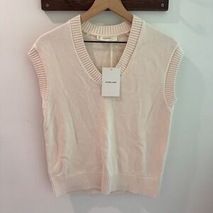 Everlane Organic Cotton Boxy Sweater Vest Canvas Cream V-Neck NWT Small